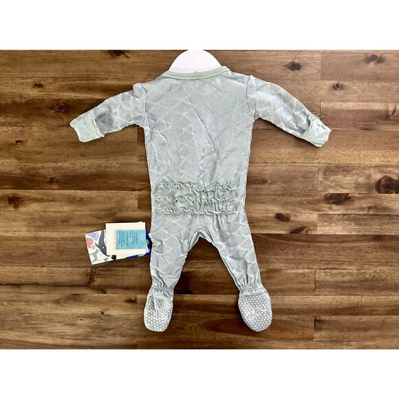 NWT Kickee Pants Green Iridescent Mermaid Scales Zipper Bamboo Baby Footie 0-3M - Picture 5 of 8